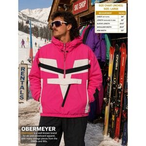 Vintage Obermeyer Gore Tex Jacket Men's Large Pink Ski Snow Vintage Retro 80's